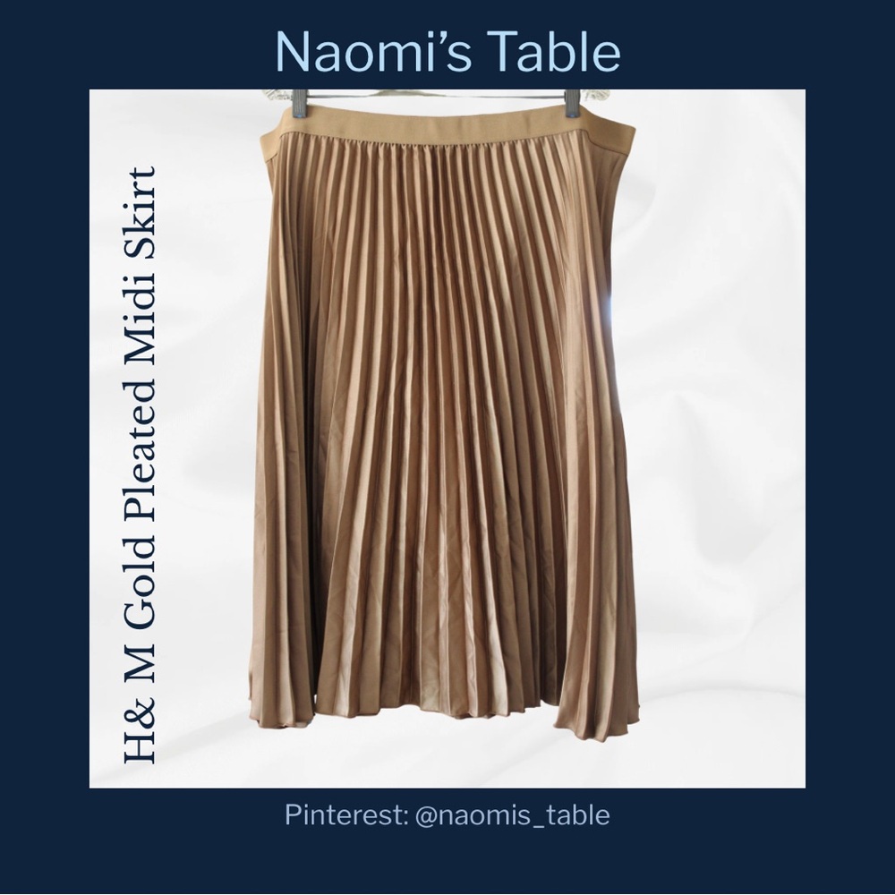 H&M Gold Pleated Midi Skirt